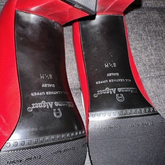 Etienne Aigner Red/White Peep Toe Slip On Thick Block Heel Leather Size 8.5 M - Picture 10 of 16